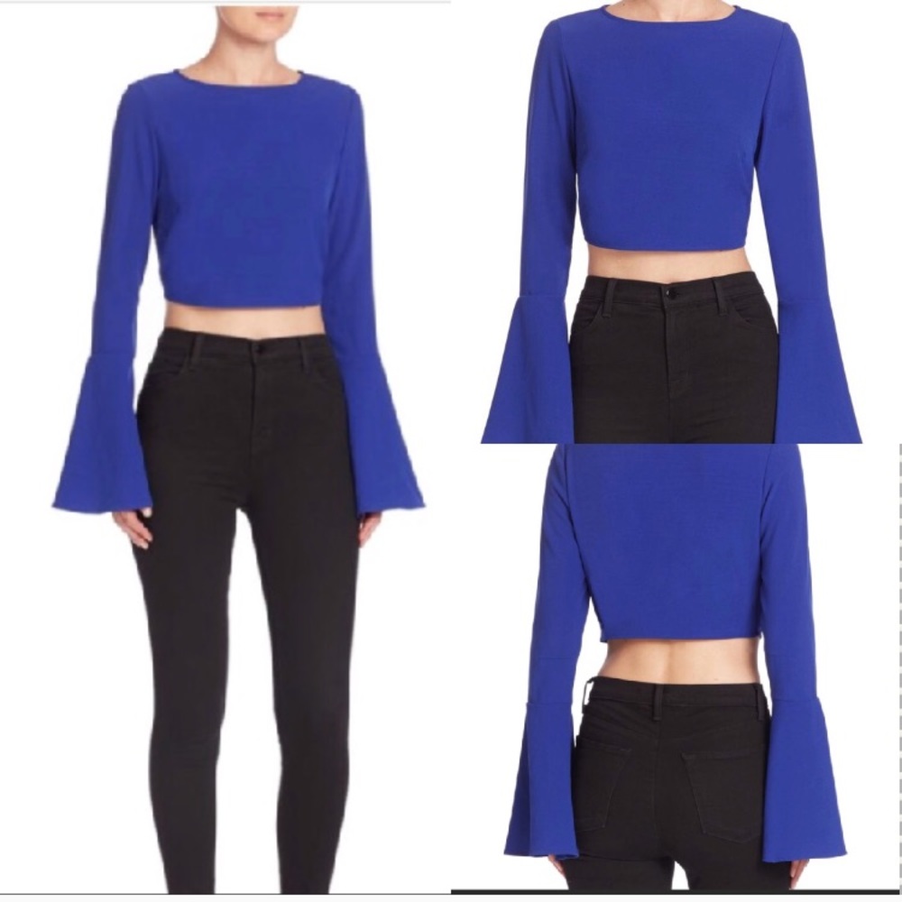 Kendall + Kylie Crop Top Bell Sleeve Blouse NEW - Picture 2 of 7